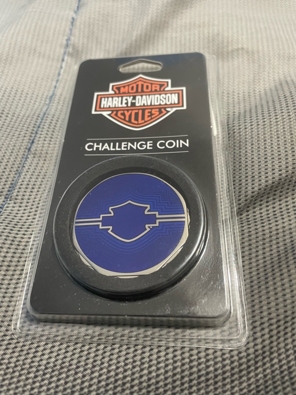 Harley-Davidson Blue and Silver Challenge Coin Blue Bar & Shield
